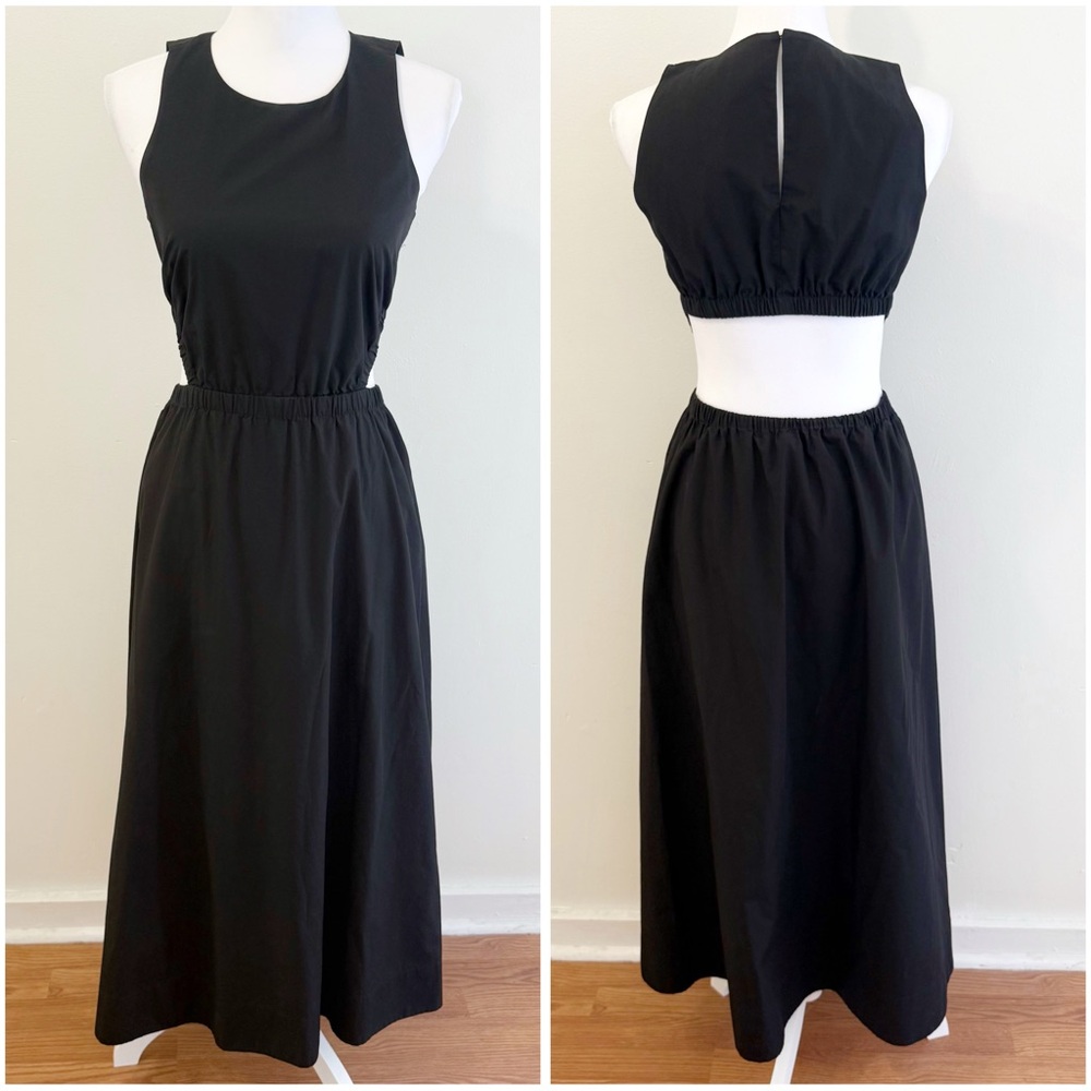 ARITZIA BABATON BLACK CUT OUT BACK OPENING CELLA COTTON POPLIN DRESS